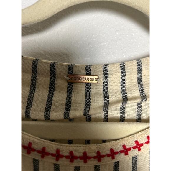 Dodo Bar Or Multicolor Mini Dress Tasseled Striped Tiered Boho Embroidery Sz S - Picture 2 of 6